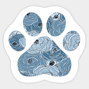 Blue Floral Dog Paw Sticker